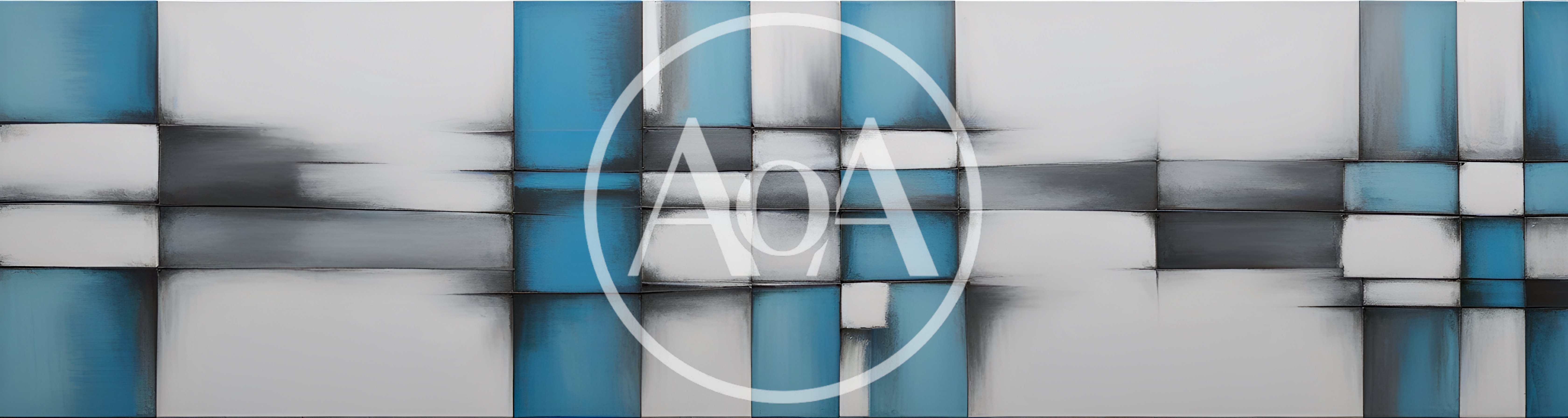 Abstract Geometric Painting With Blue And Grey Rectangles