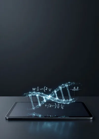 Digital DNA Helix Hologram Above Tablet Screen