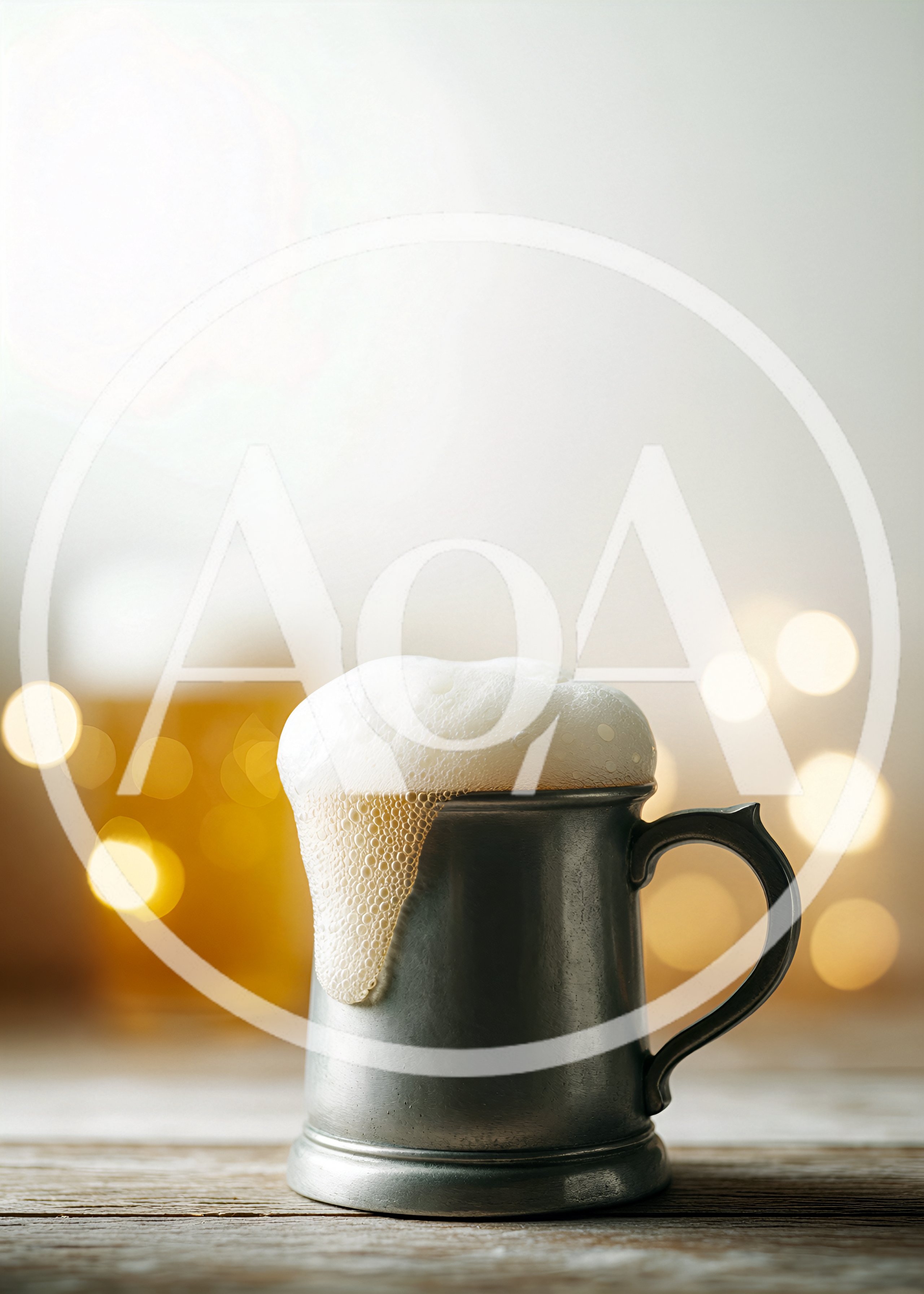 Pewter Beer Mug With Overflowing Foam