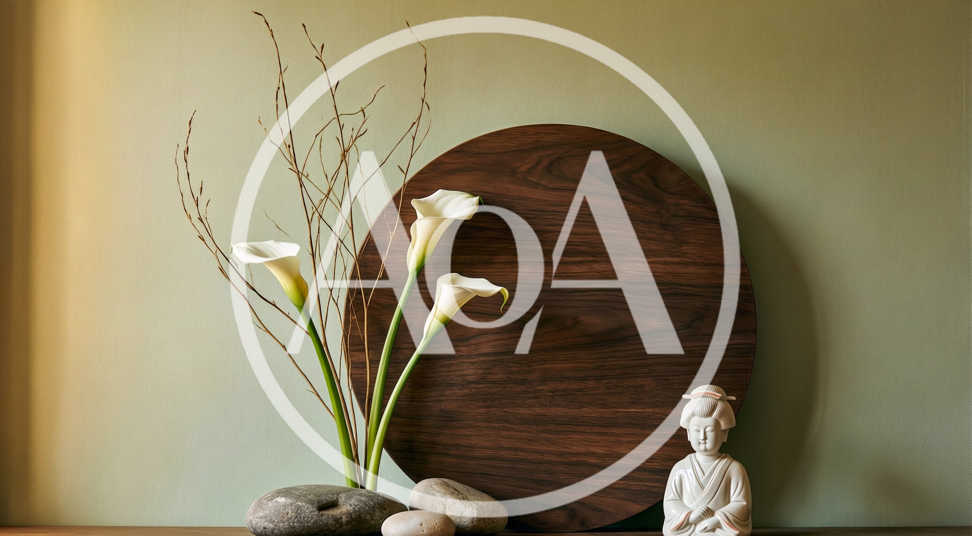 Zen Still Life With Calla Lilies And Buddha Statue