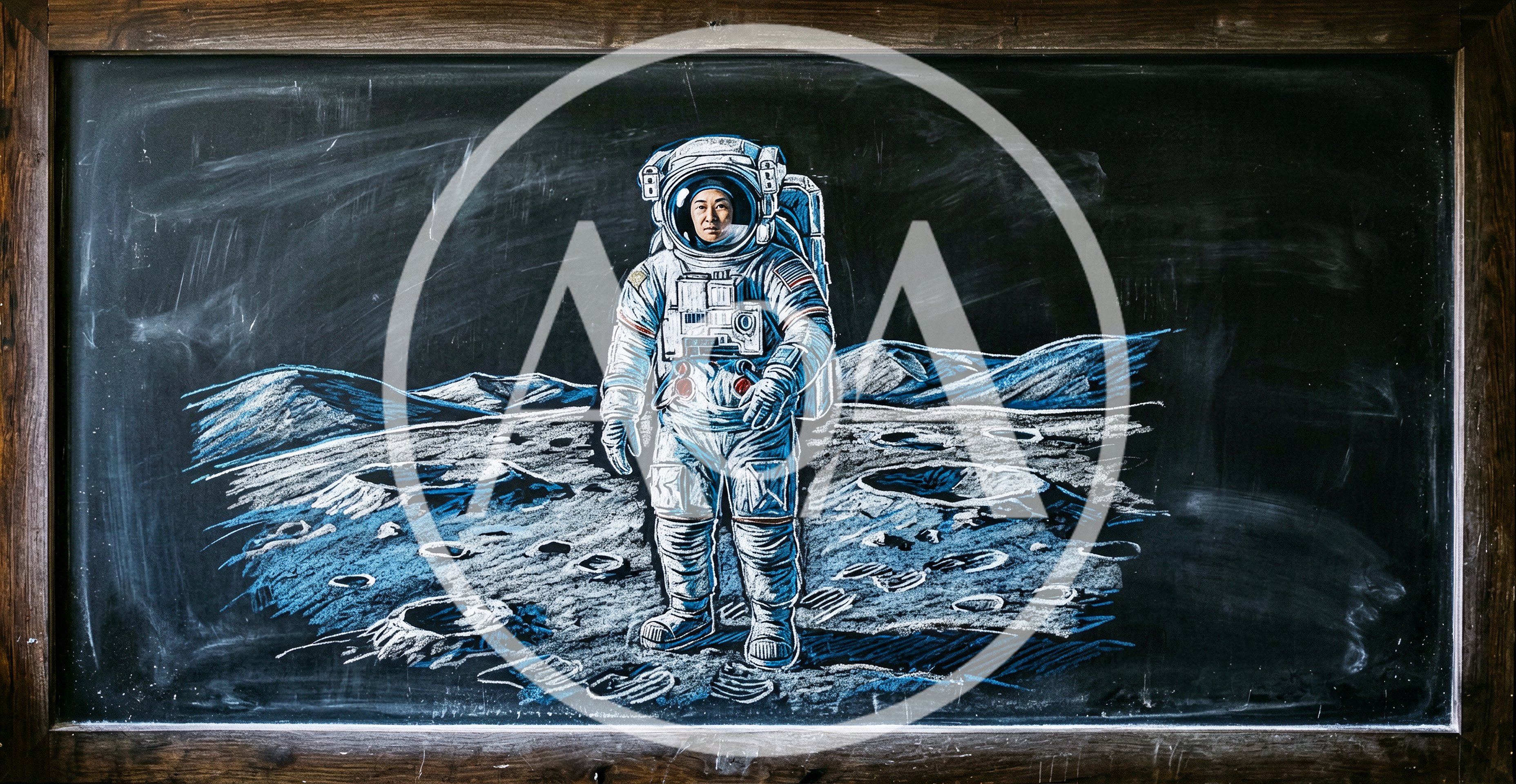 Chalk Drawing Of An Astronaut On The Moon