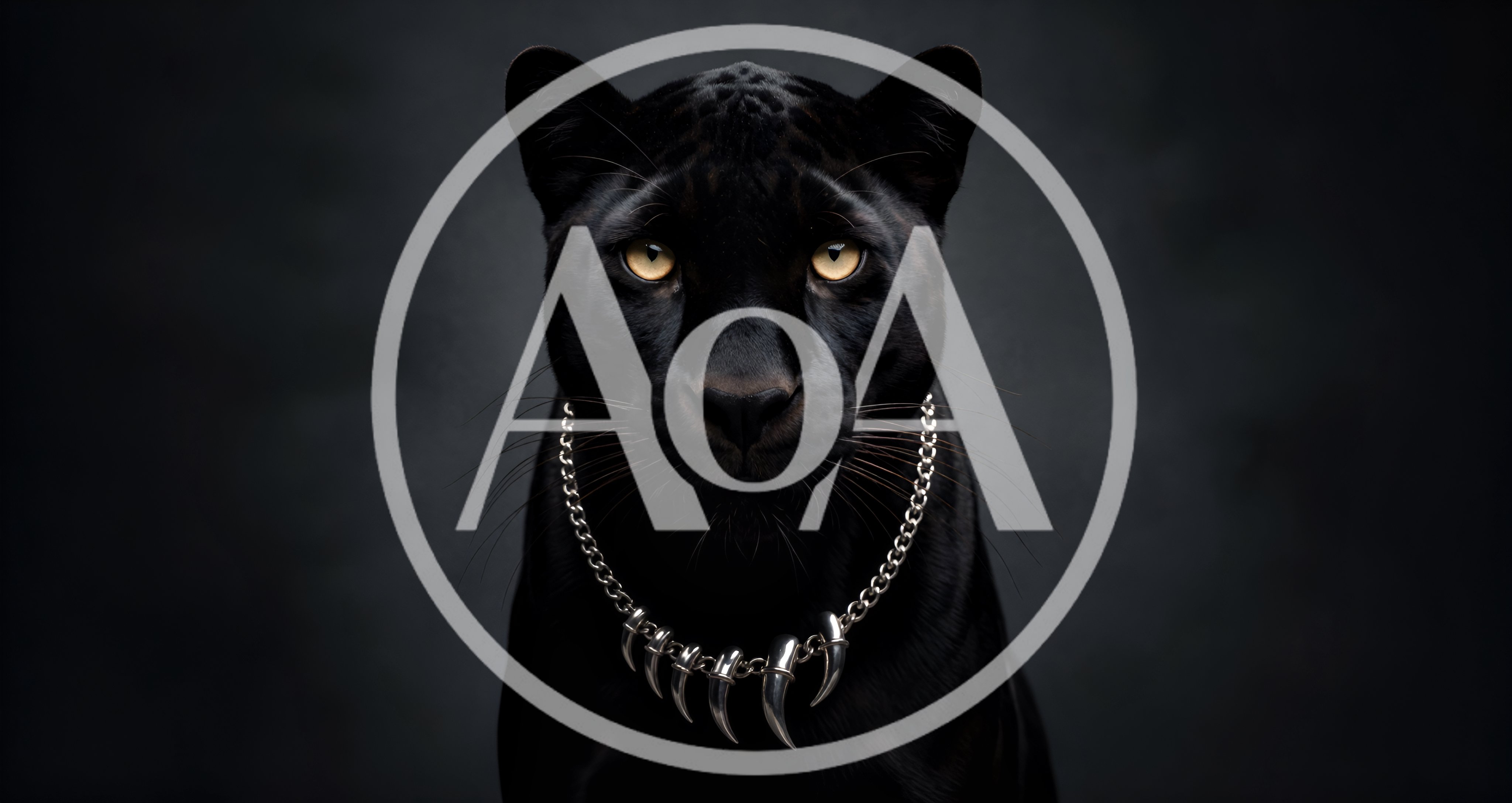 Portrait Of A Black Panther Wearing A Claw Necklace