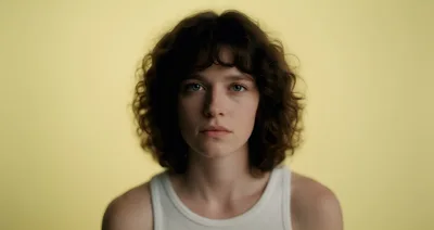Portrait Of A Young Woman With Curly Hair