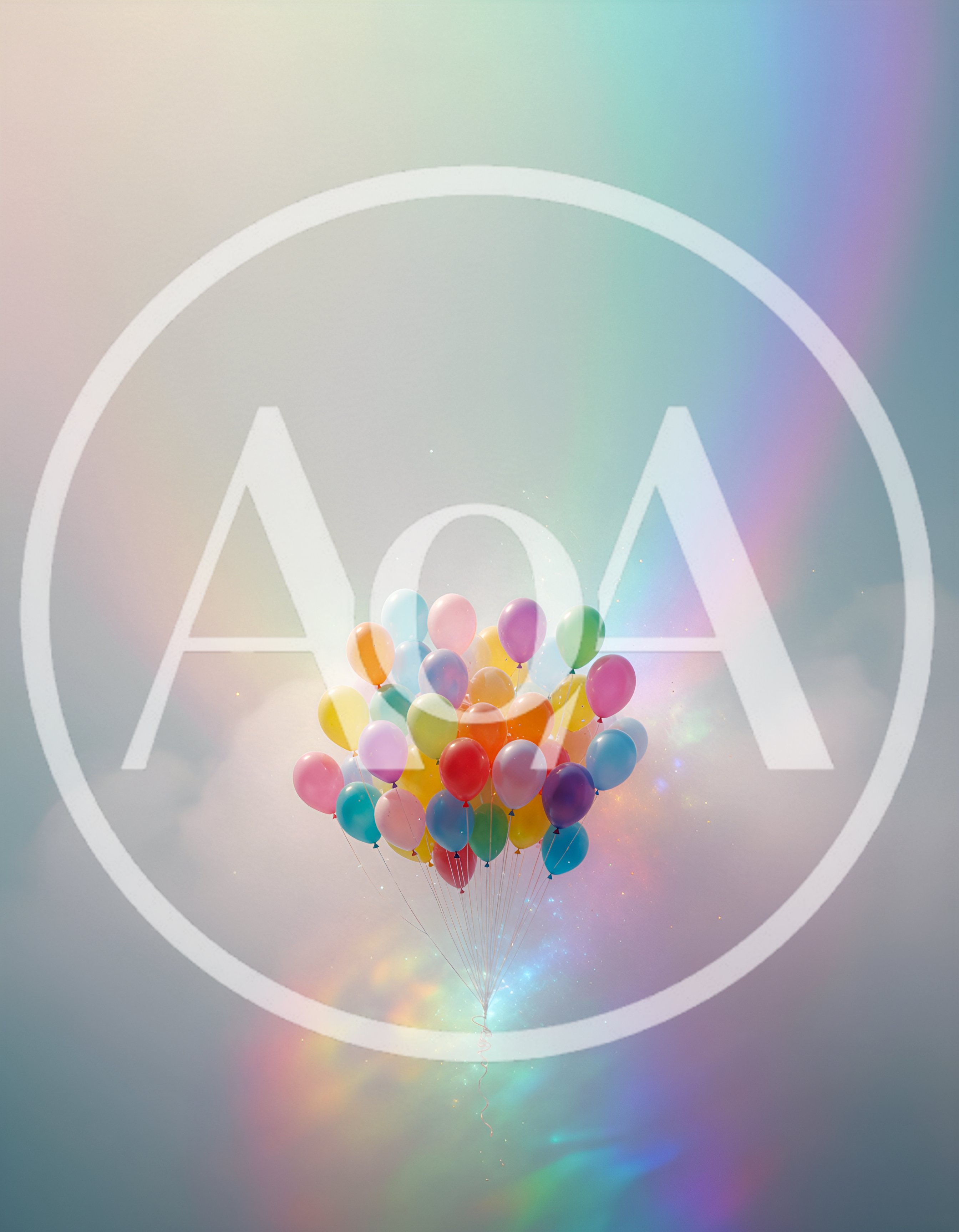 Colorful Balloons Floating Against A Dreamy Rainbow Sky