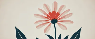 Minimalist Illustration Of A Single Pink Flower