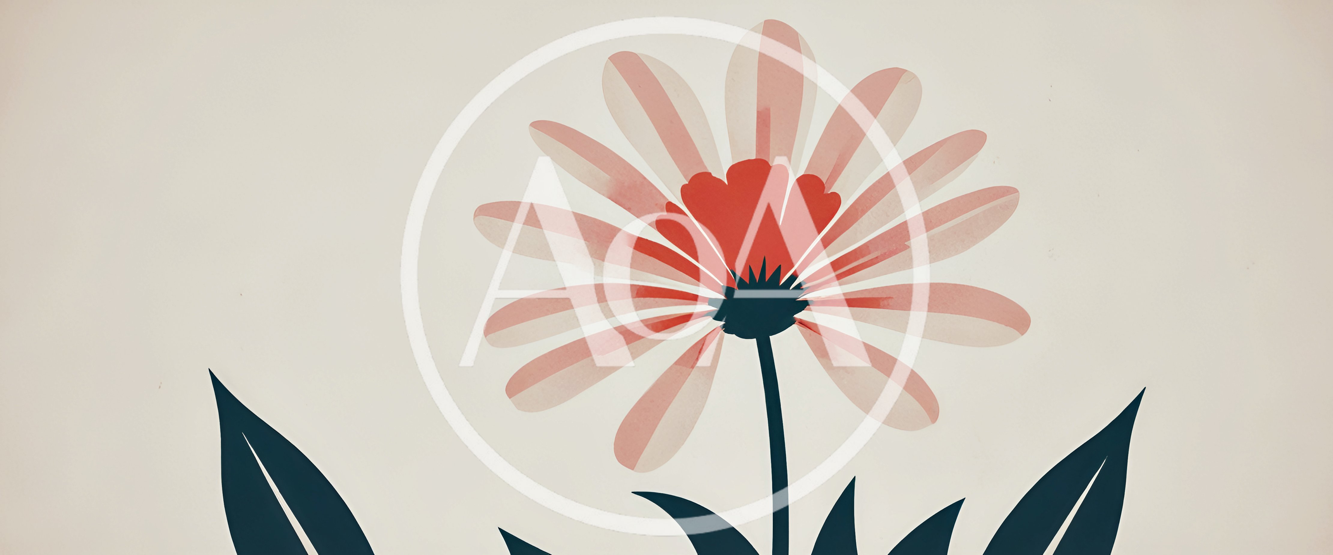 Minimalist Illustration Of A Single Pink Flower