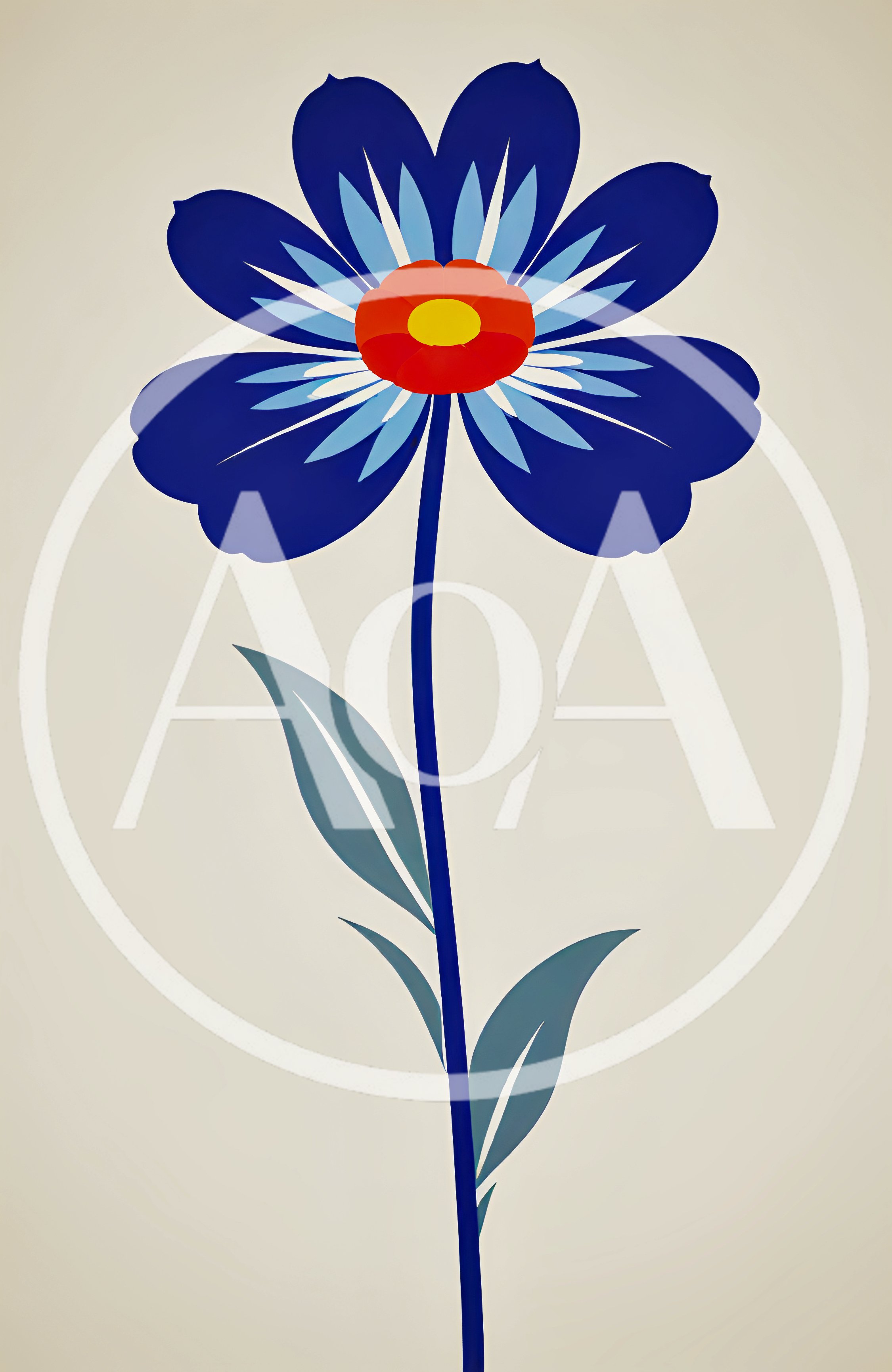 Minimalist Stylized Blue Flower Illustration
