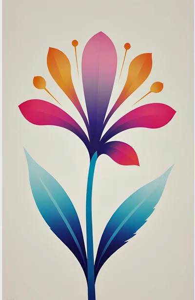 Minimalist Gradient Flower Illustration