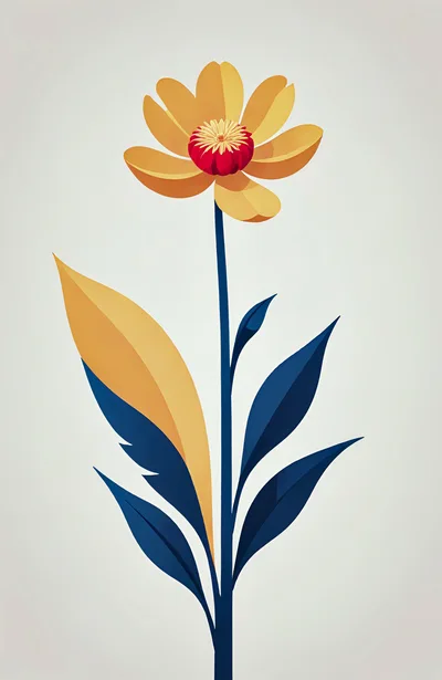 Minimalist Illustration Of A Stylized Yellow Flower