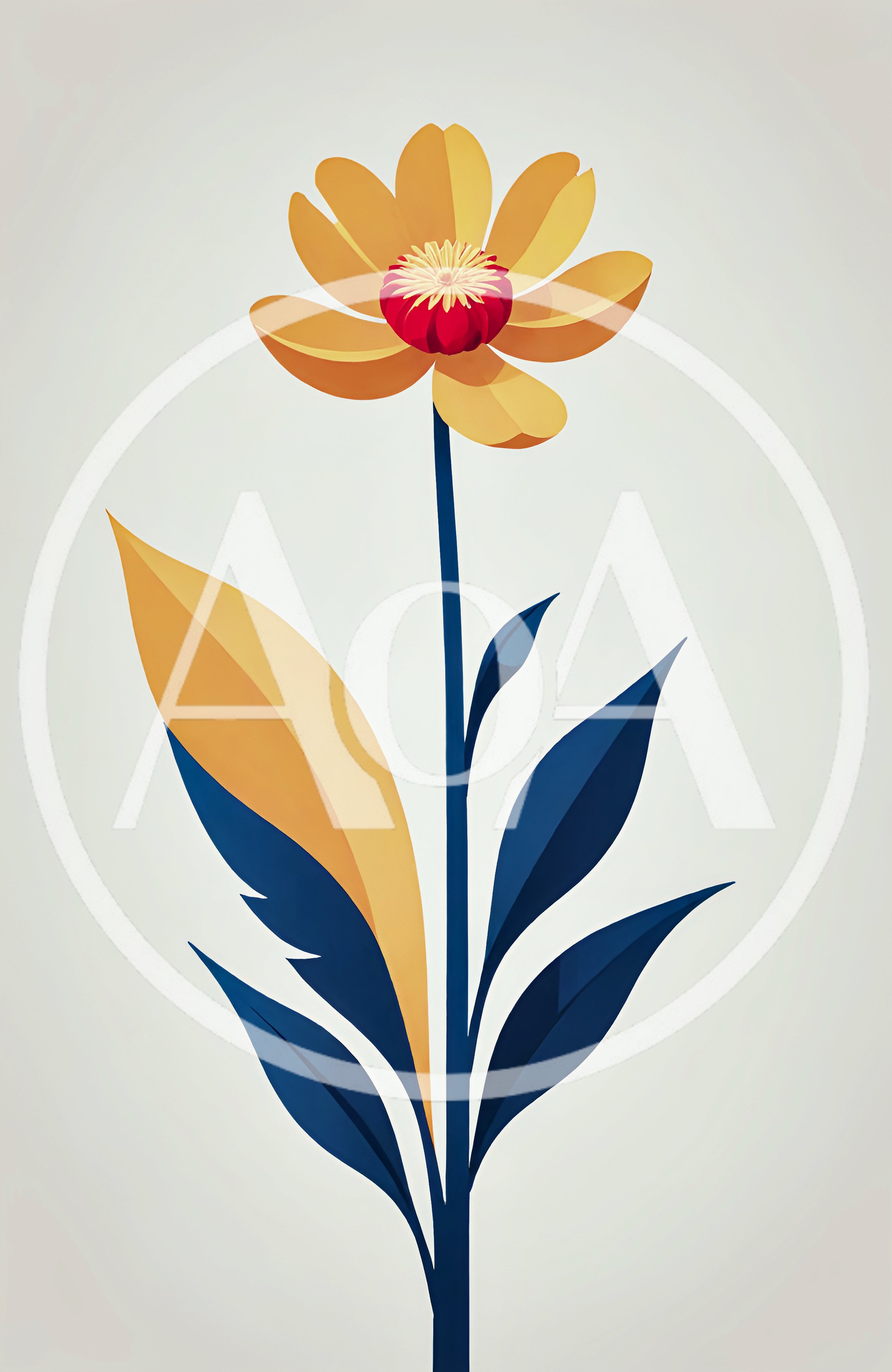 Minimalist Illustration Of A Stylized Yellow Flower