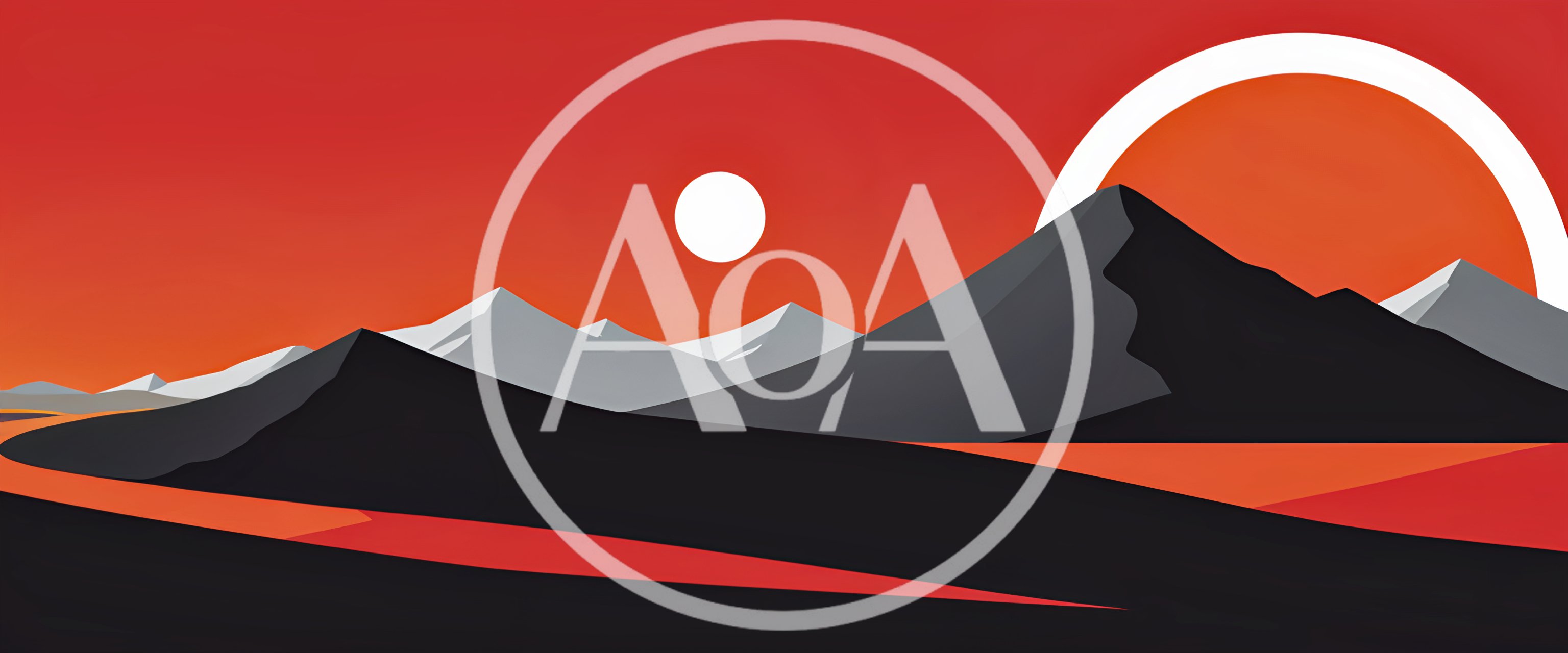Minimalist Vector Landscape With Mountains And Sun