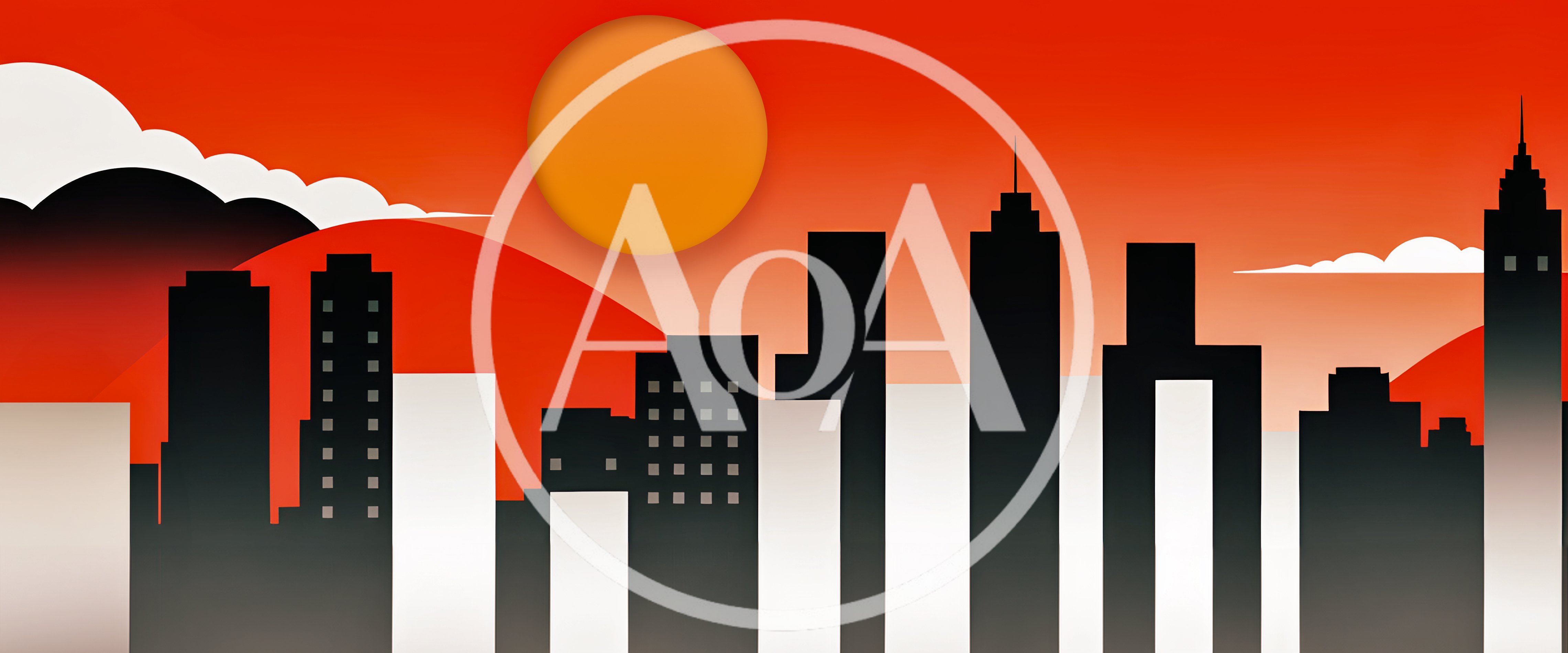 Minimalist Vector Cityscape Silhouette At Sunset