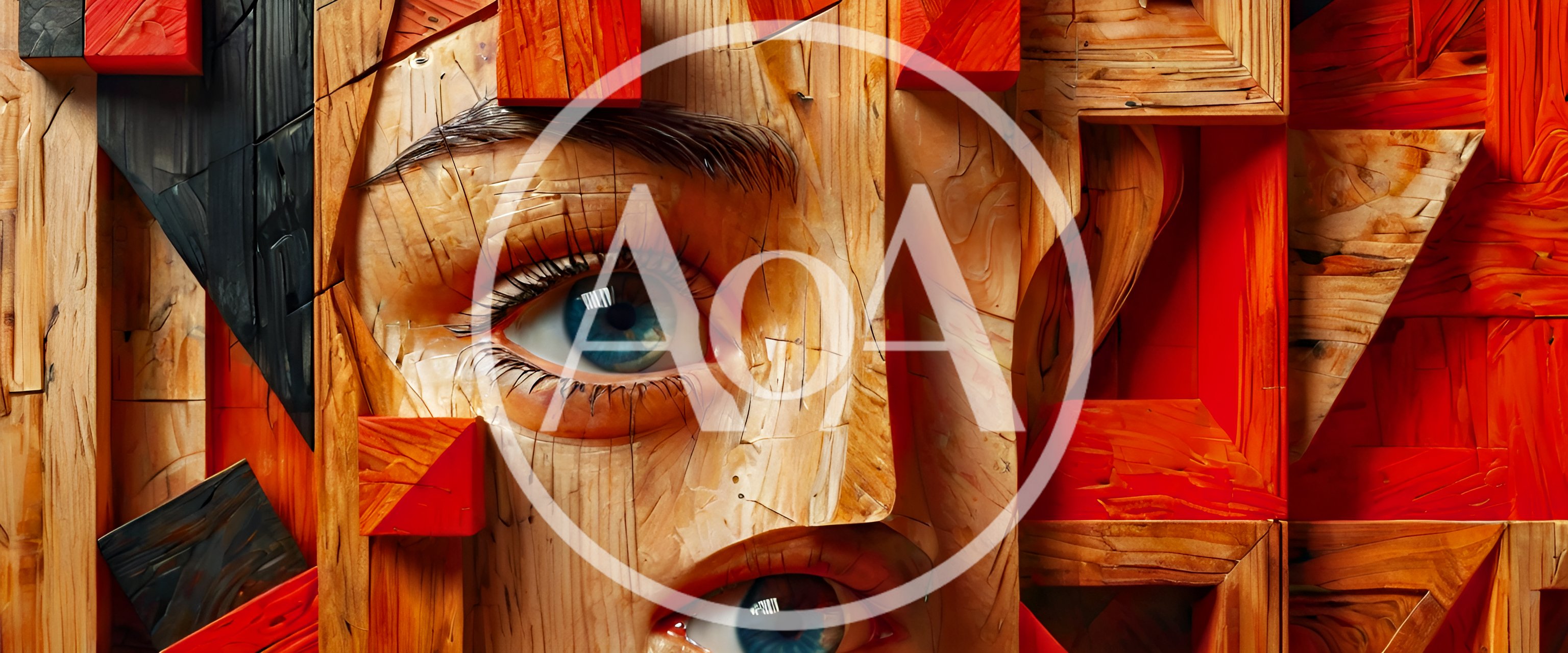 Abstract Wooden Sculpture Featuring Human Eyes