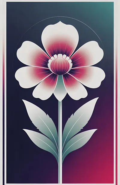 Stylized Floral Illustration With Gradient Petals