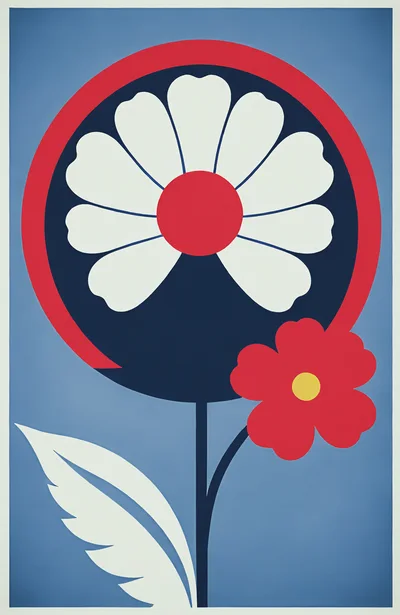 Minimalist Graphic Illustration Of Stylized Flowers