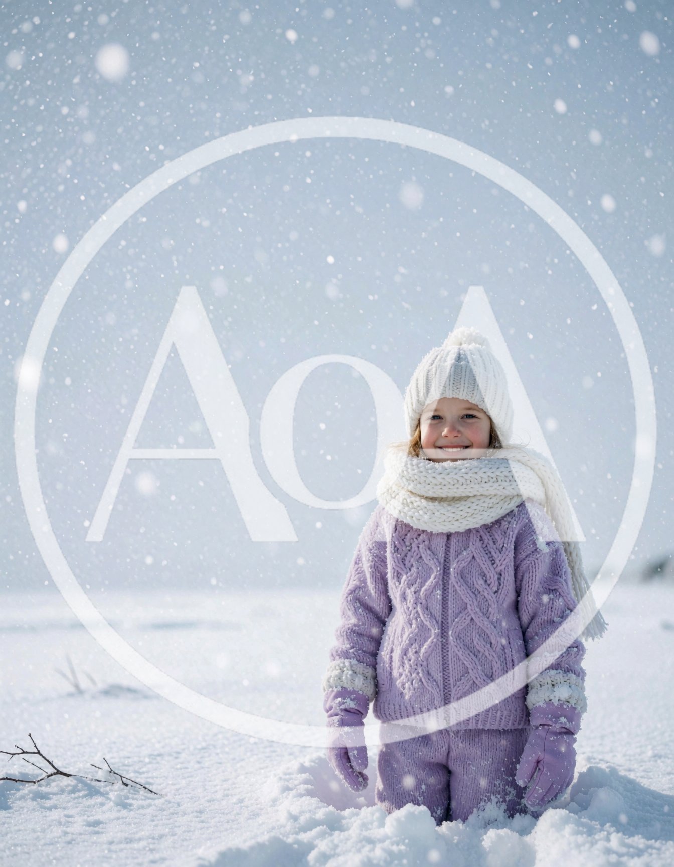 Little Girl Smiling In Snowy Winter Landscape