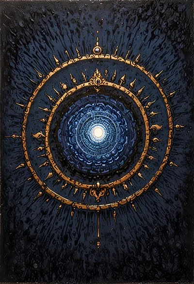 Intricate Golden Mandala Symbol On Dark Textured Background