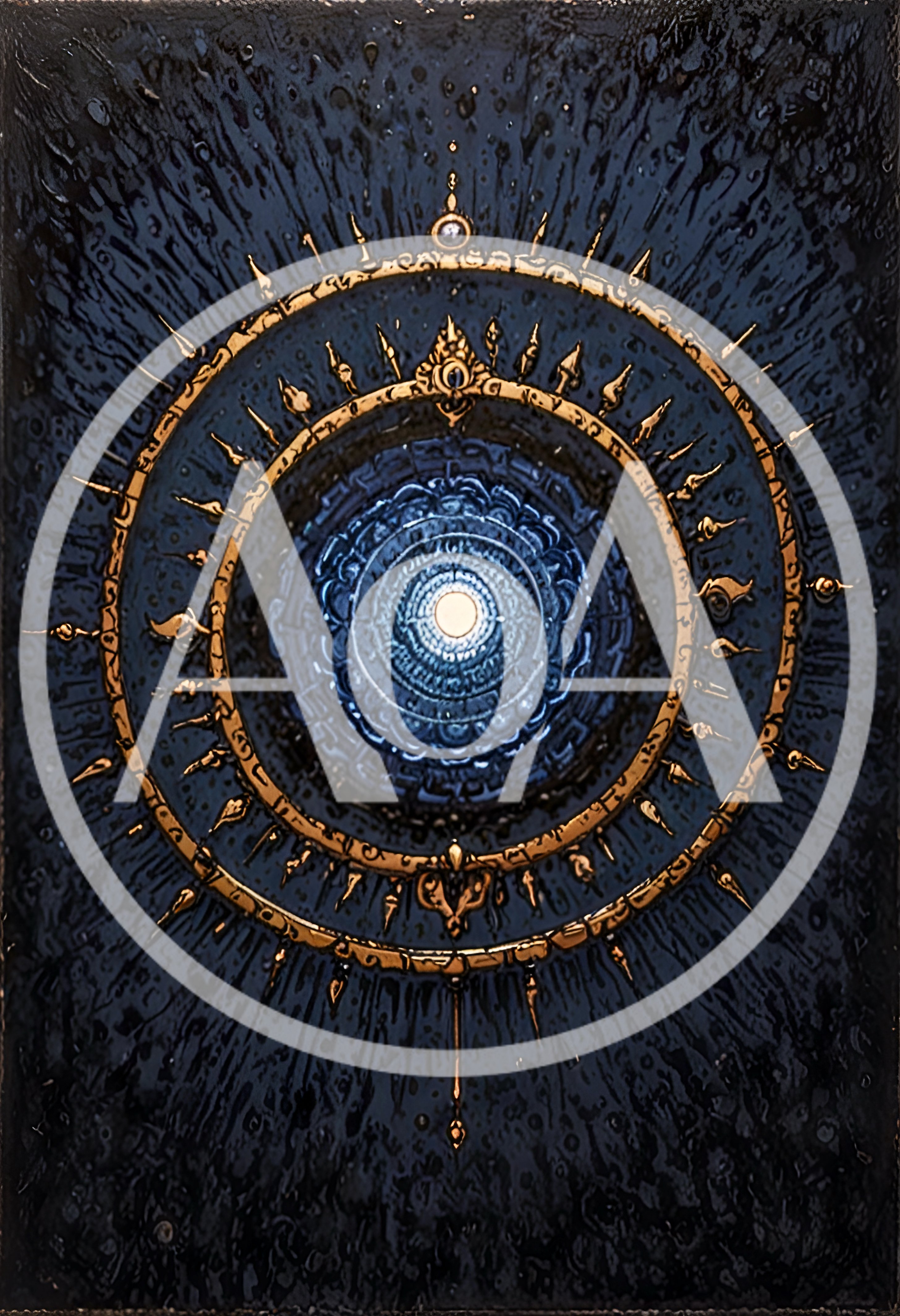 Intricate Golden Mandala Symbol On Dark Textured Background