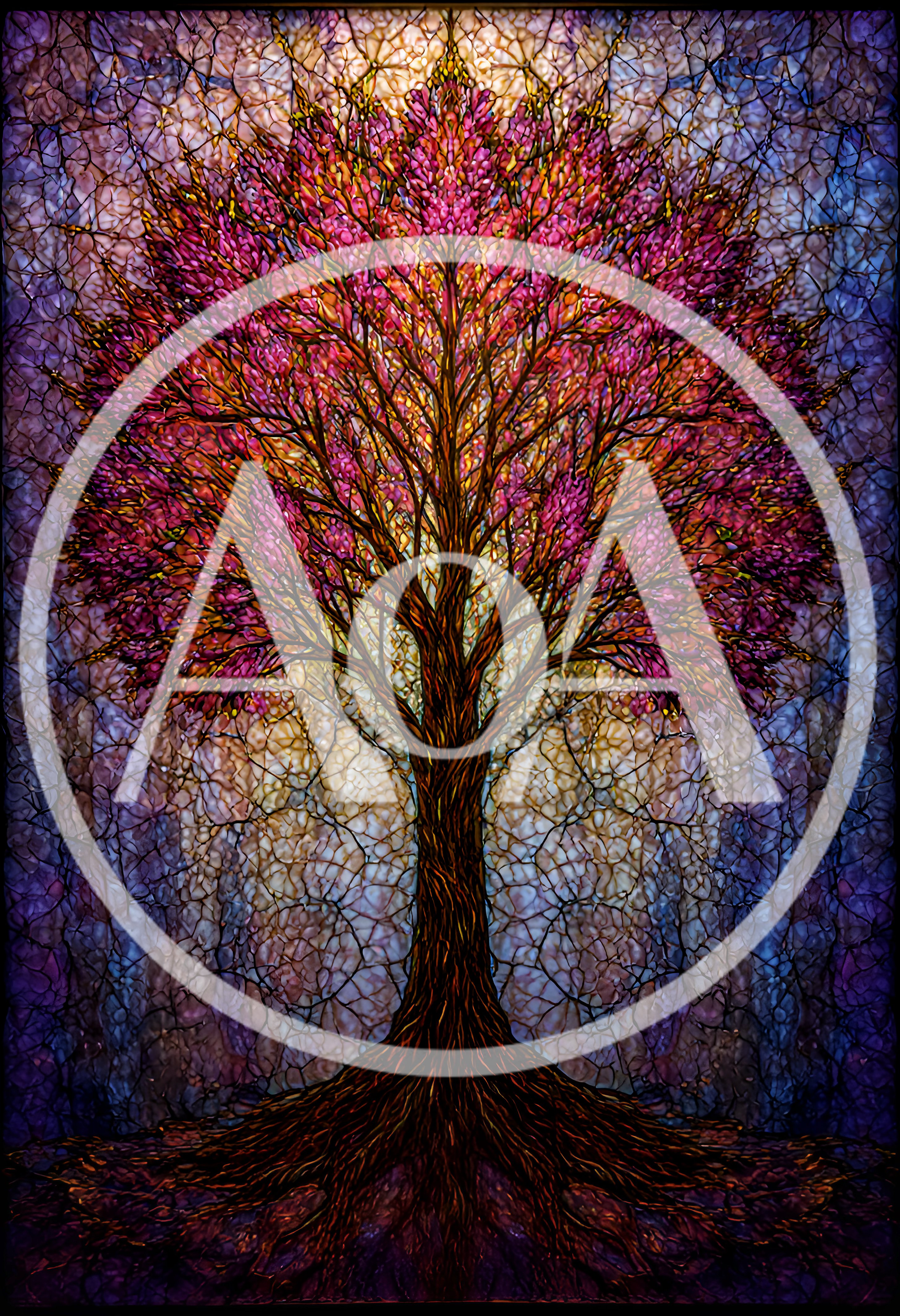 Stained Glass Style Tree Of Life Illustration