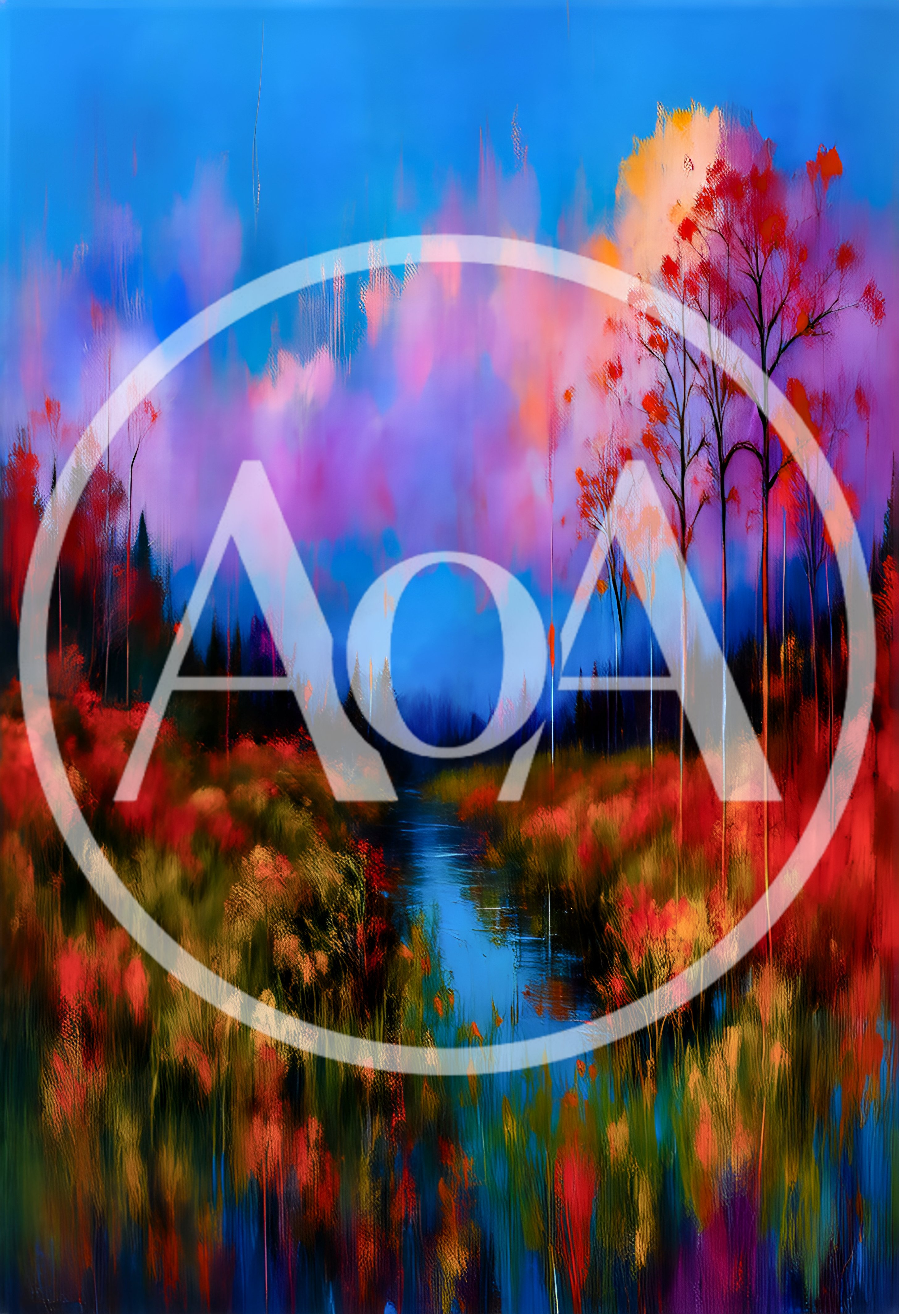 Impressionist Painting Of A Vibrant Autumn Landscape