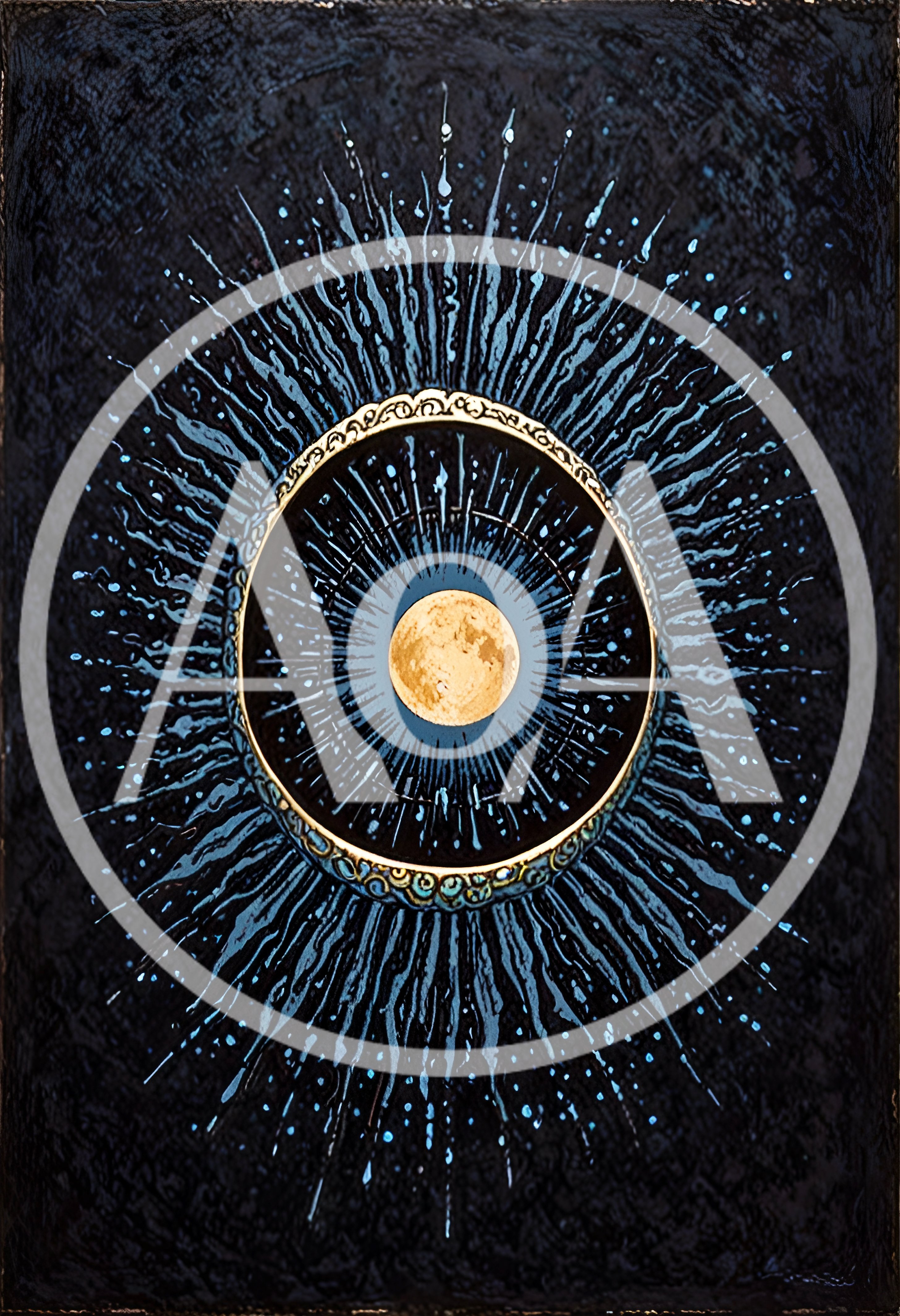 Abstract Celestial Moon Illustration With Radiant Light Rays