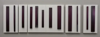 Modern Abstract Art Installation With Vertical Purple Panels