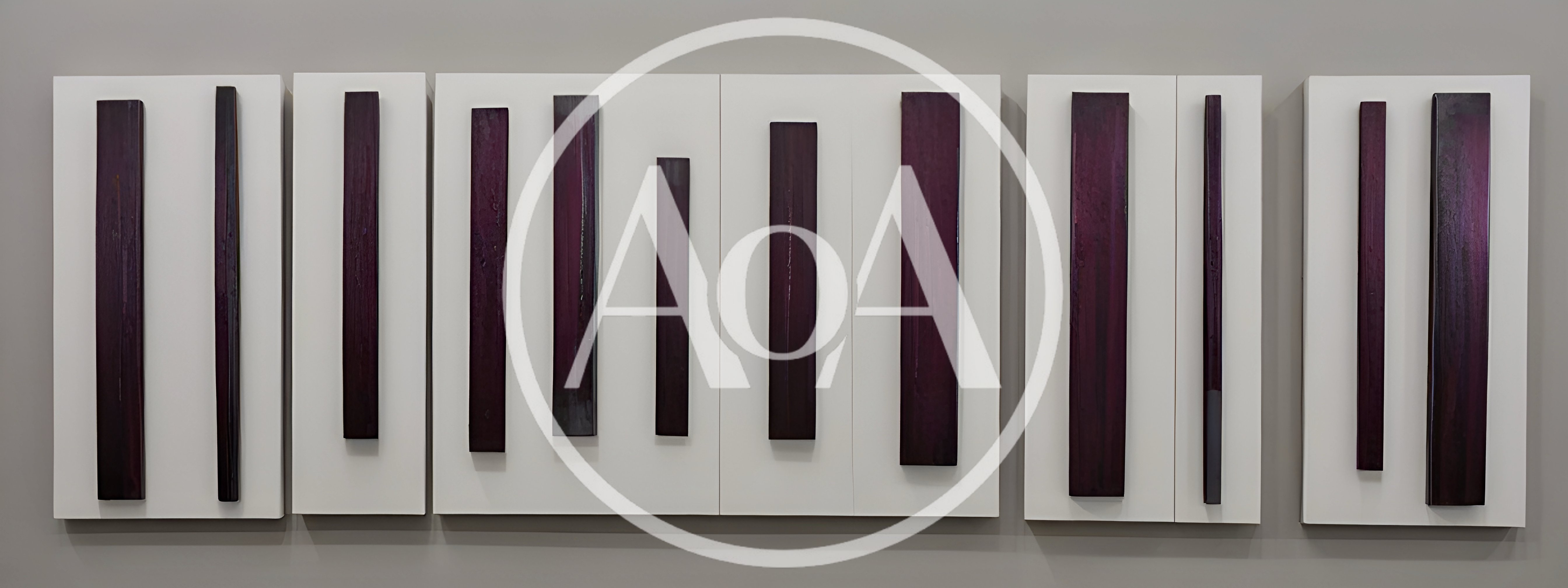 Modern Abstract Art Installation With Vertical Purple Panels