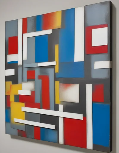 Abstract Geometric Wall Art With Raised Relief Elements