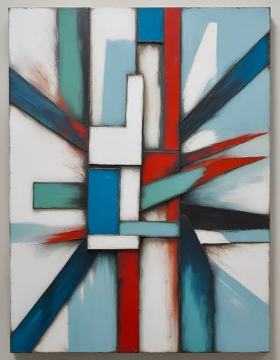 Abstract Geometric Painting With Bold Lines And Colors