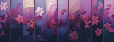 Abstract Floral Pattern With Purple And Pink Petals