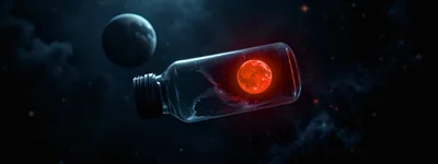 Glowing Red Planet Trapped Inside A Glass Bottle