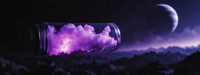 Purple Cloud Floating Inside A Glass Jar