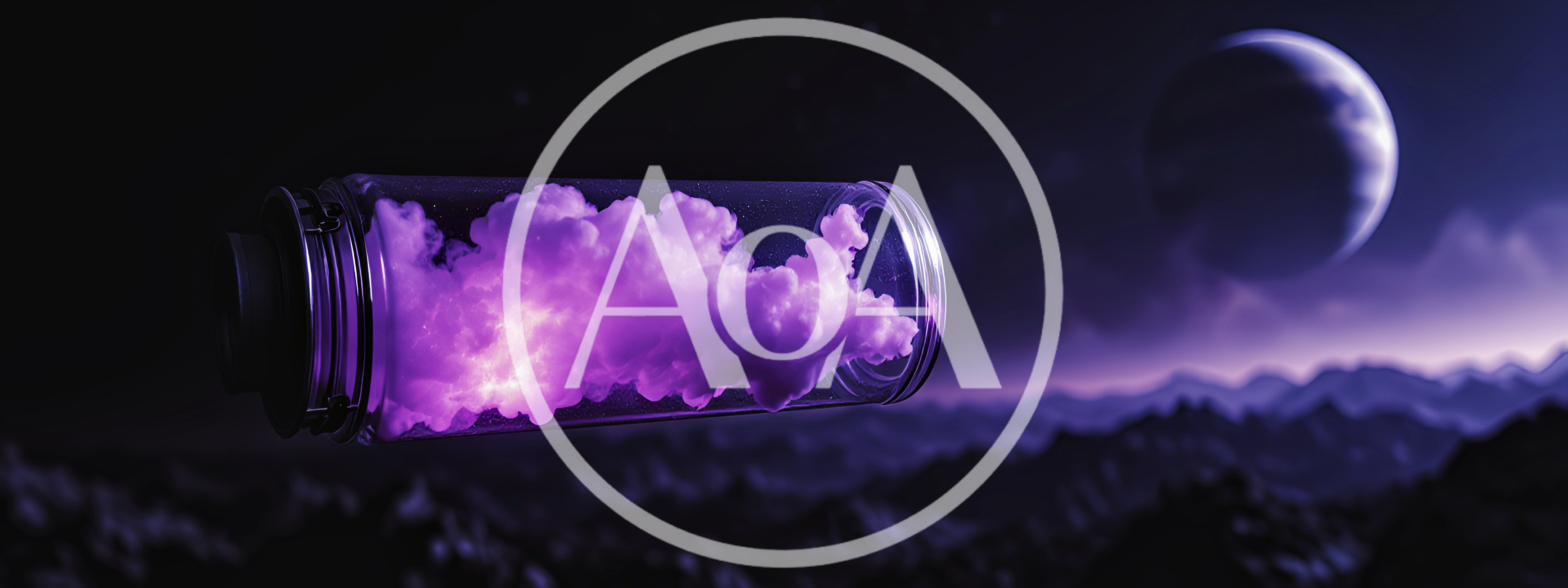 Purple Cloud Floating Inside A Glass Jar