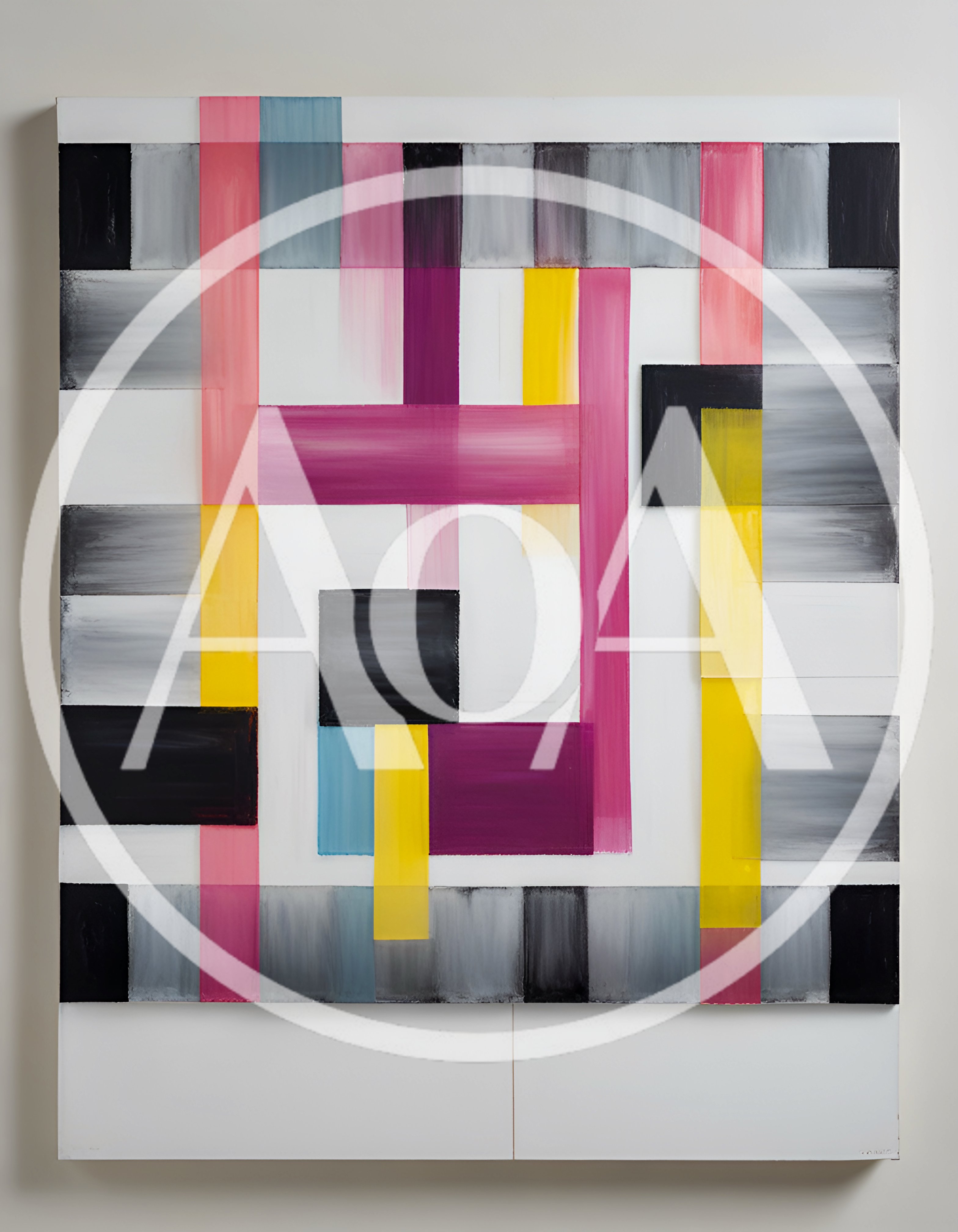 Abstract Geometric Painting With Colorful Vertical And Horizontal Stripes