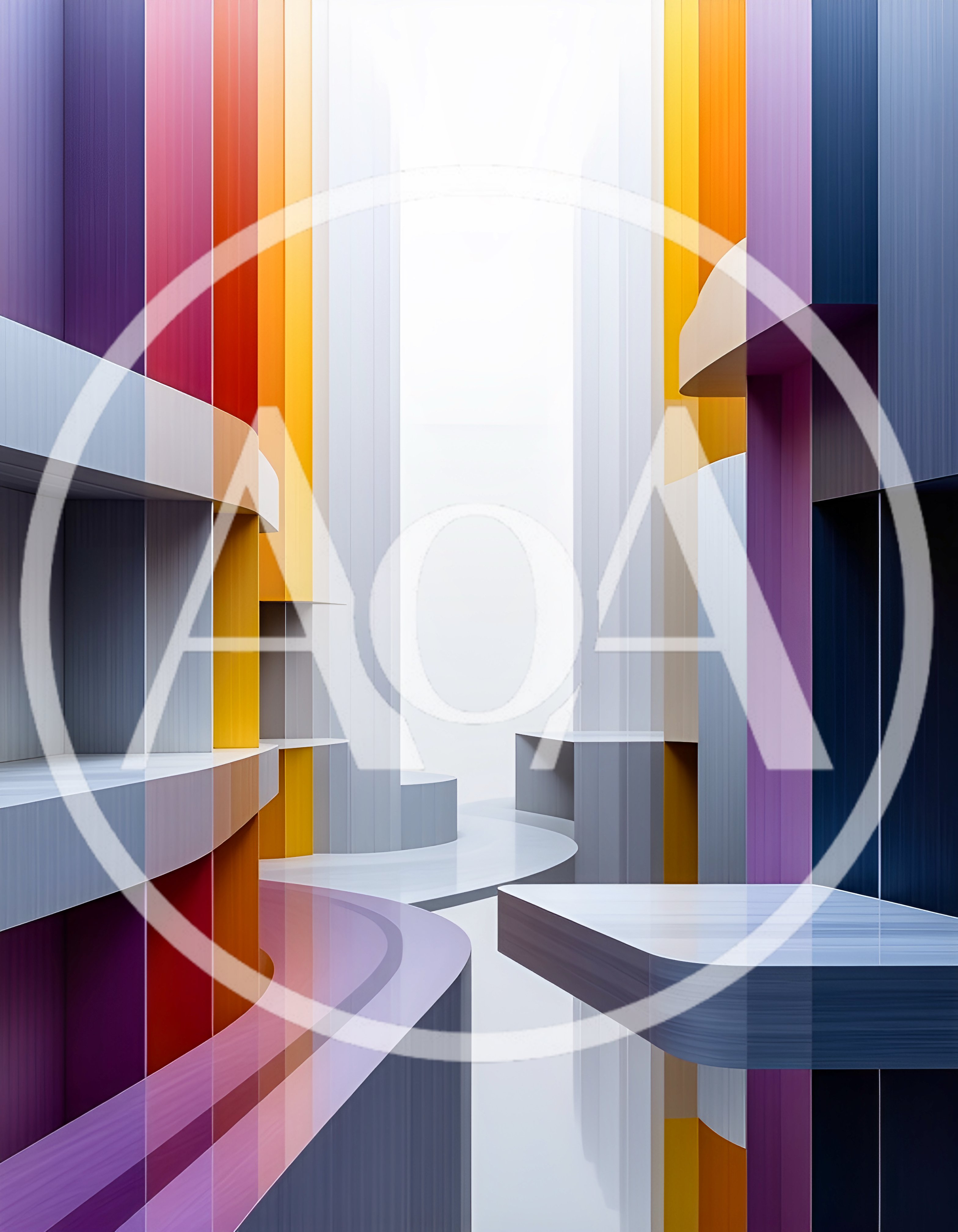 Abstract Architectural Interior With Colorful Vertical Panels