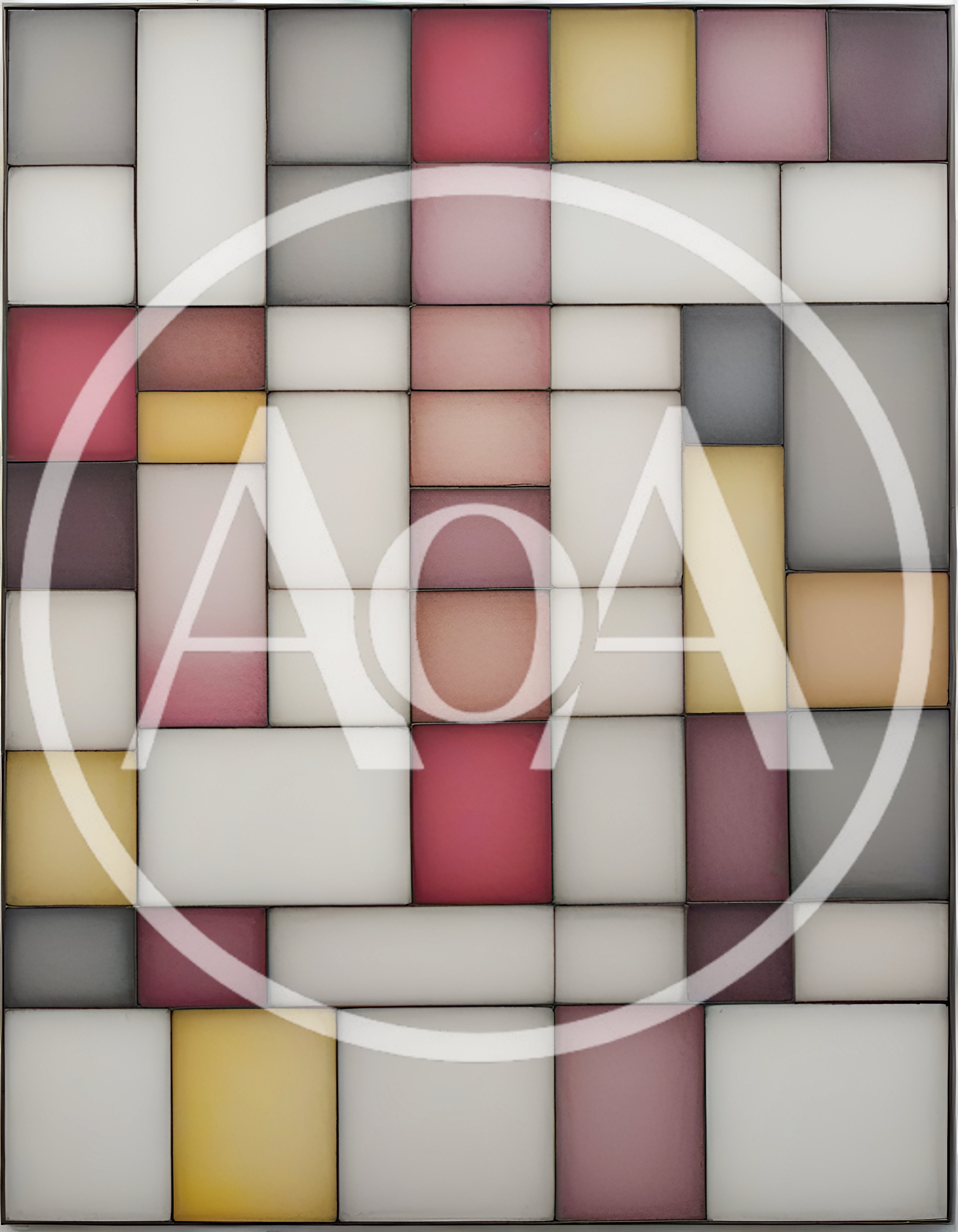 Abstract Geometric Grid With Muted Pastel Colored Rectangles