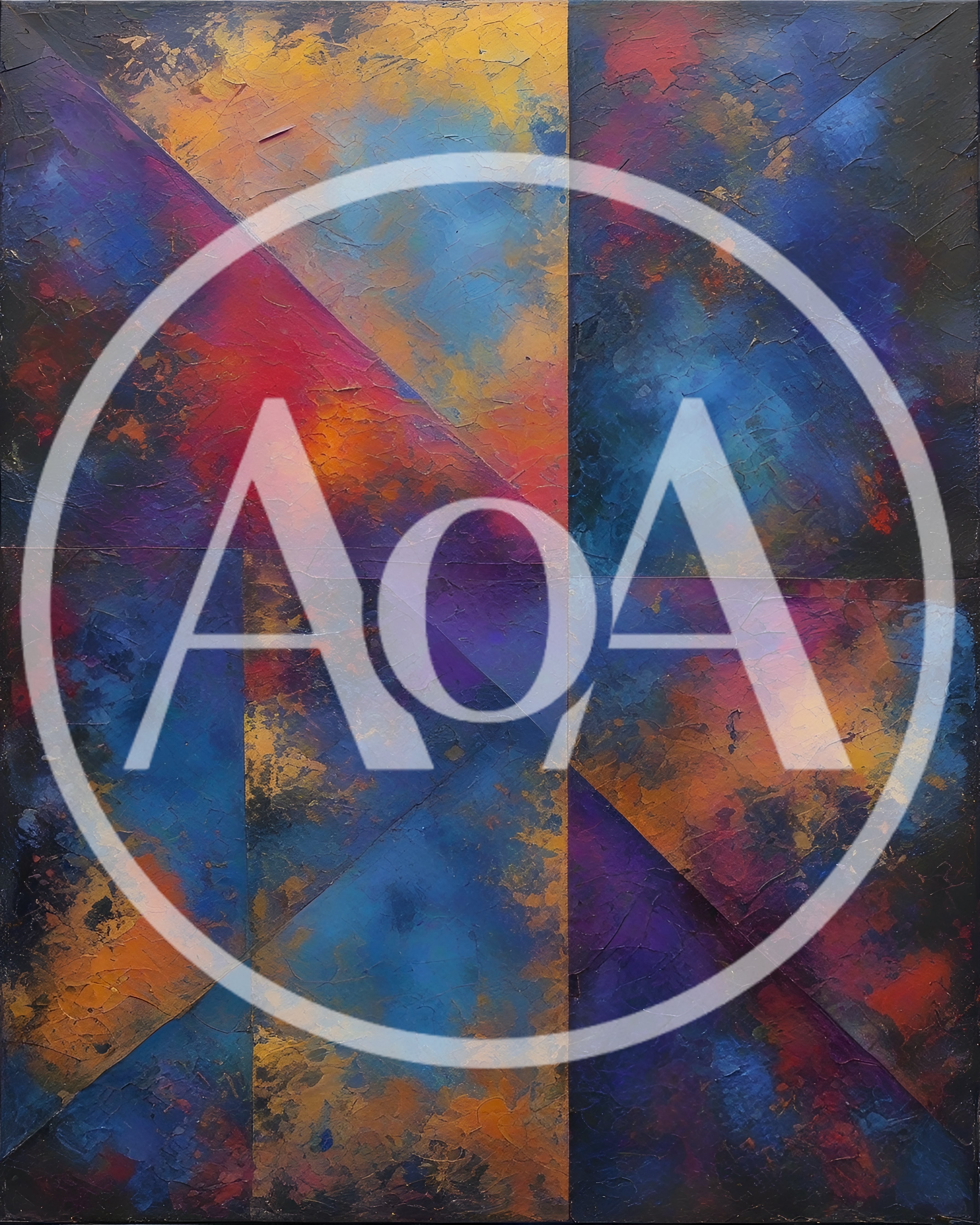 Abstract Geometric Oil Painting With Vibrant Color Blends