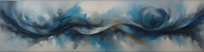 Abstract Blue And Gold Fluid Wave Painting