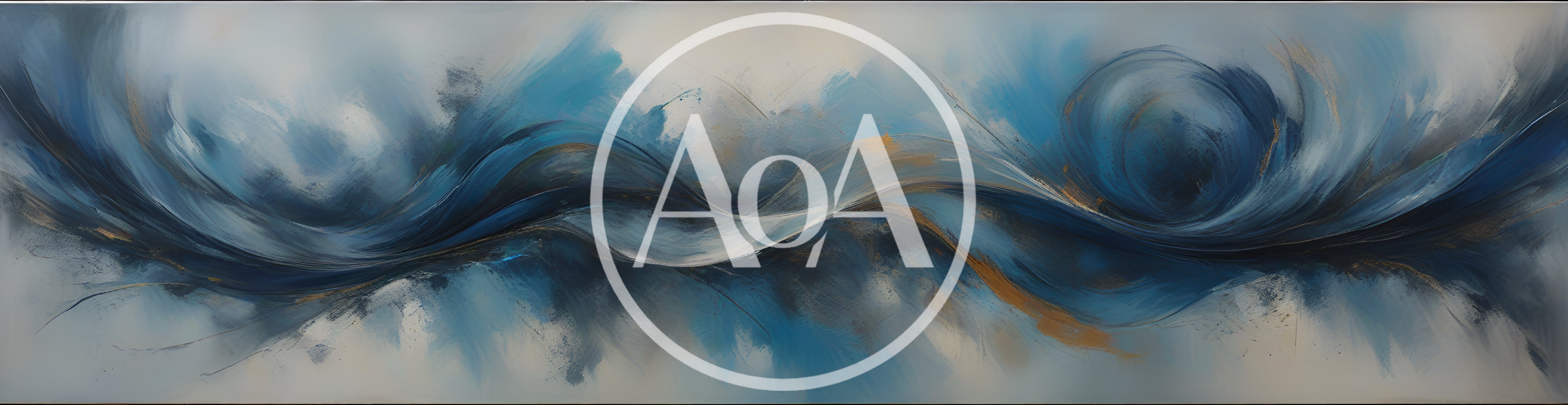 Abstract Blue And Gold Fluid Wave Painting
