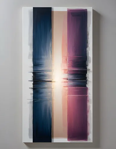 Abstract Painting With Vertical Color Blocks And Horizontal Lines
