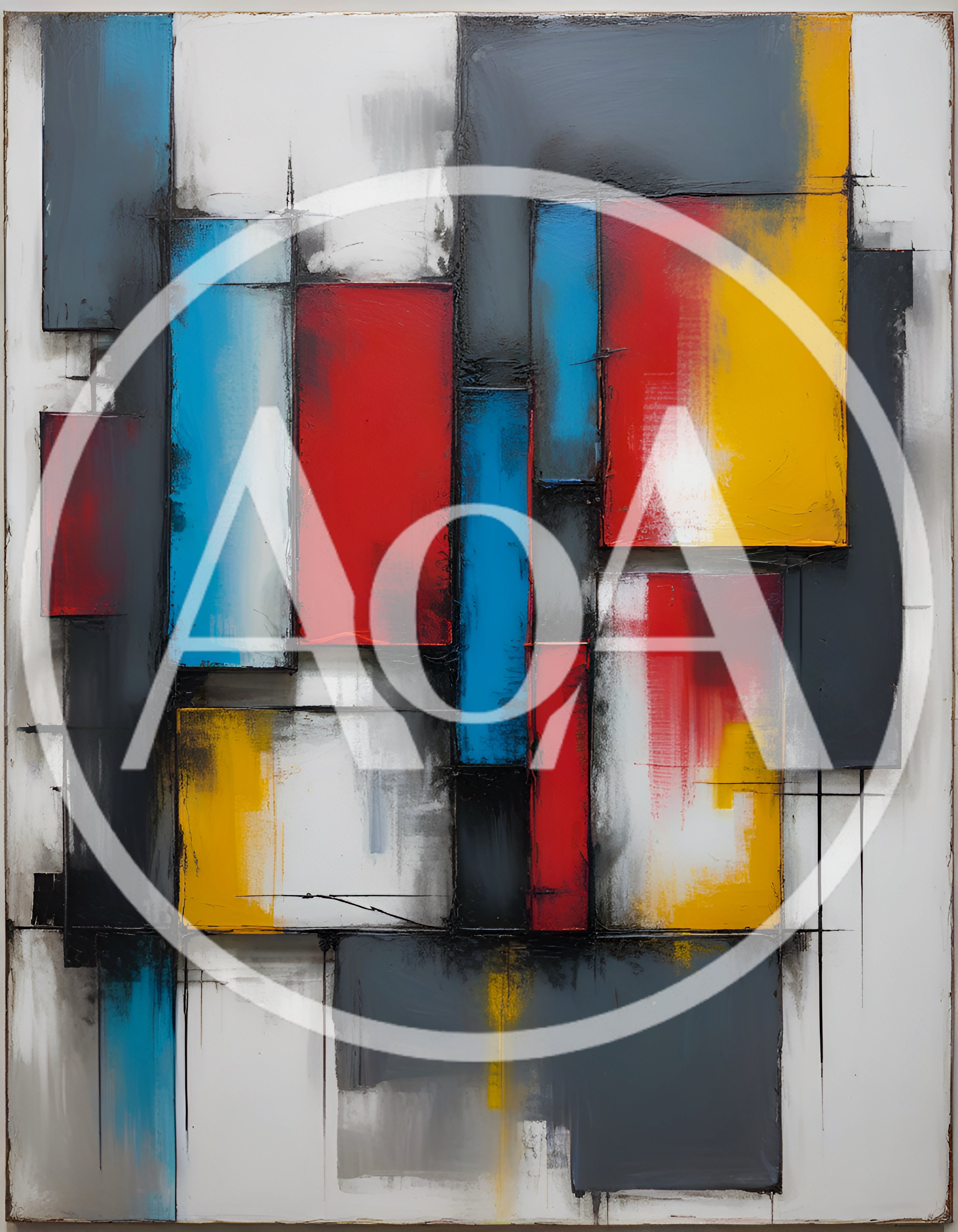 Abstract Geometric Painting With Bold Primary Colors