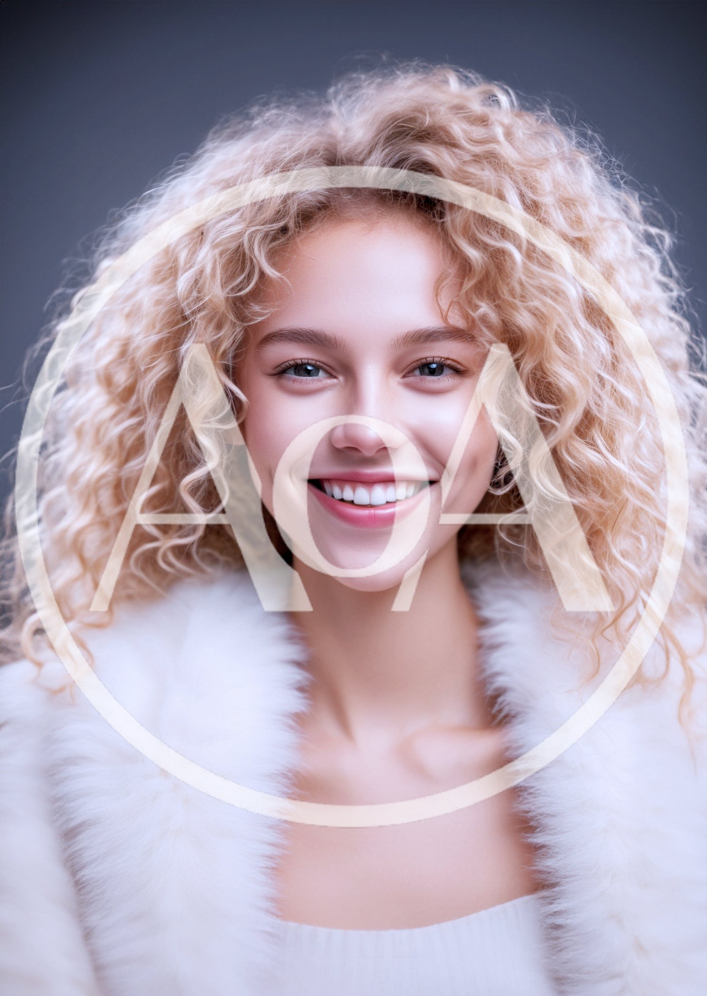 Portrait Of A Smiling Young Woman With Curly Blonde Hair