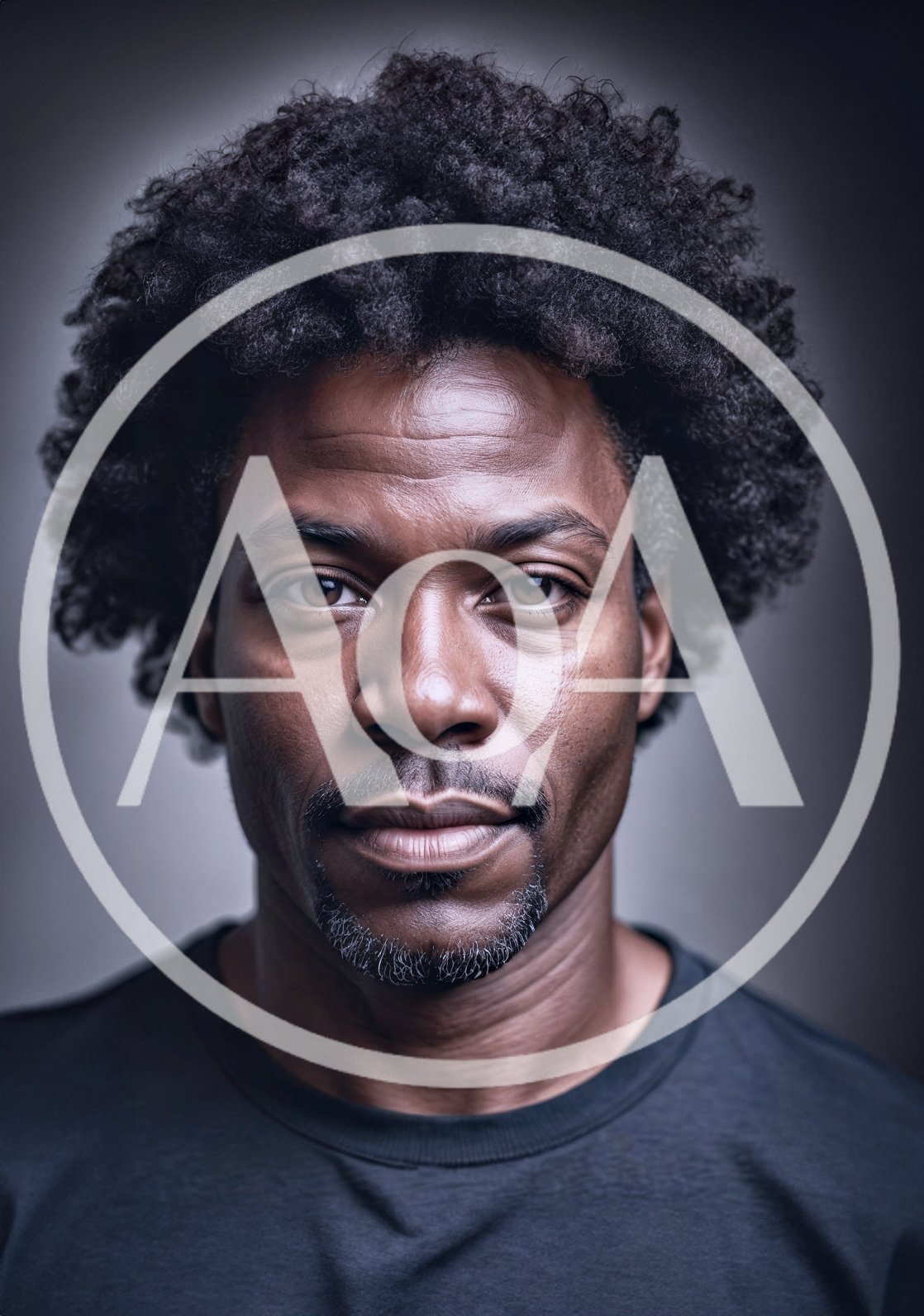 Portrait Of A Serious Black Man With Afro Hair