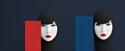 Minimalist Surreal Portraits Of Two Women With Geometric Shapes