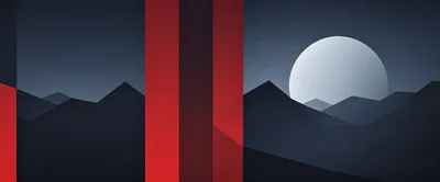 Minimalist Abstract Landscape With Red Vertical Stripes