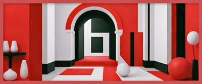 Abstract Architectural Interior With Geometric Shapes And Archway