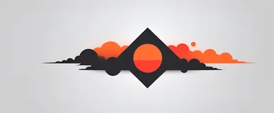 Minimalist Geometric Sunset Illustration With Abstract Clouds