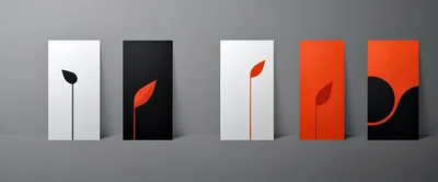 Minimalist Abstract Leaf Art Panels In A Row