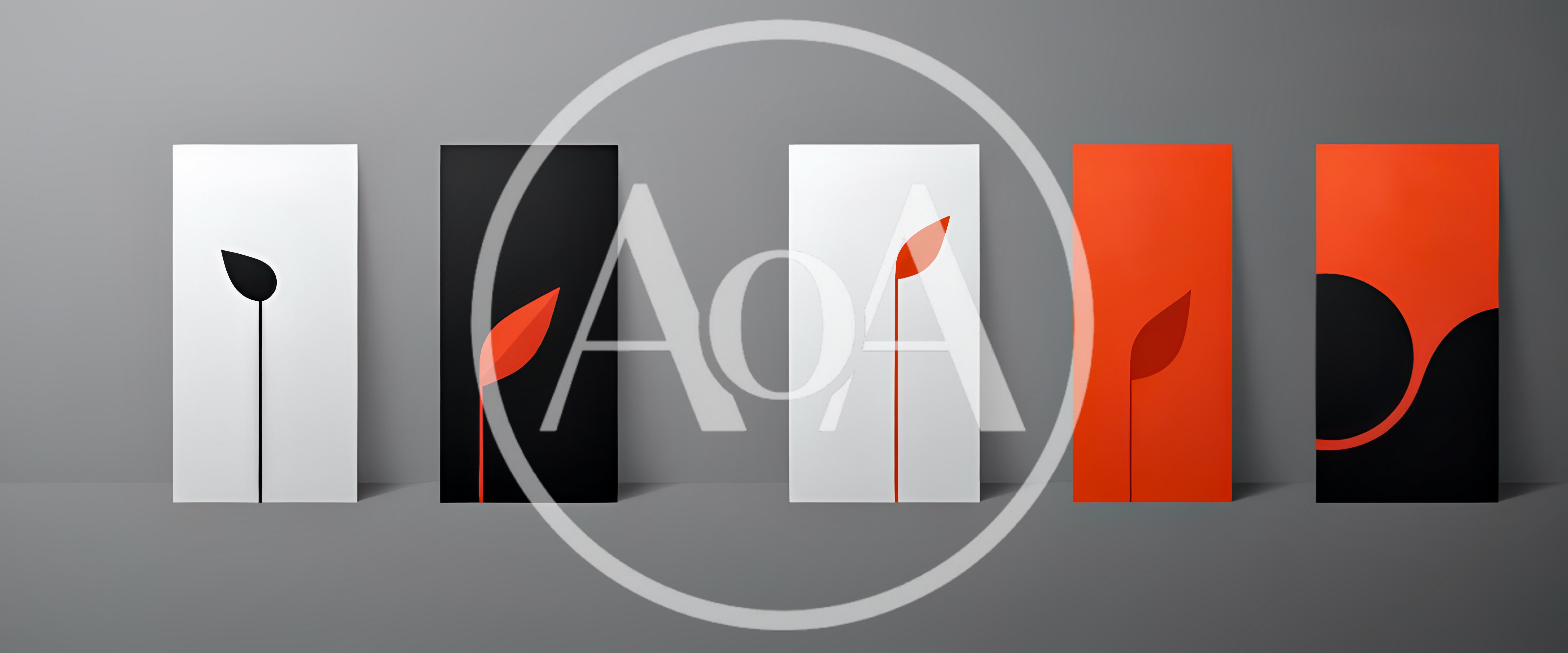Minimalist Abstract Leaf Art Panels In A Row