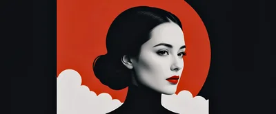 Stylized Portrait of a Woman with Red Lips